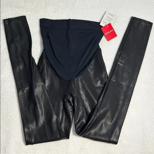 Spanx mama maternity faux leather leggings black XS NEW - Image 5