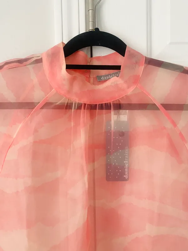 Anthropologie Daniel Rainn Mock Neck Organza Blouse, Size L - Image 7