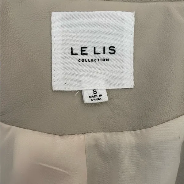 Le‎ Lis Women Minimalist Professional Faux Leather Blazer S Beige Office Neutral - Image 9