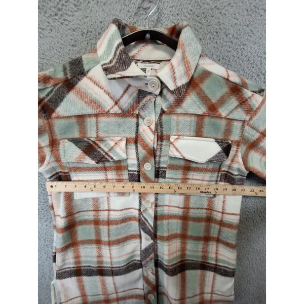 Maurices Mixer Shacket Womens S Multicolor Plaid Flannel Flap Pockets Button‎ Up - Image 2