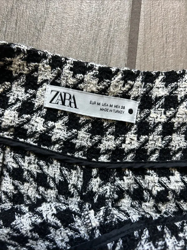 Zara Black & White Houndstooth Wide-Leg Pants - Image 2
