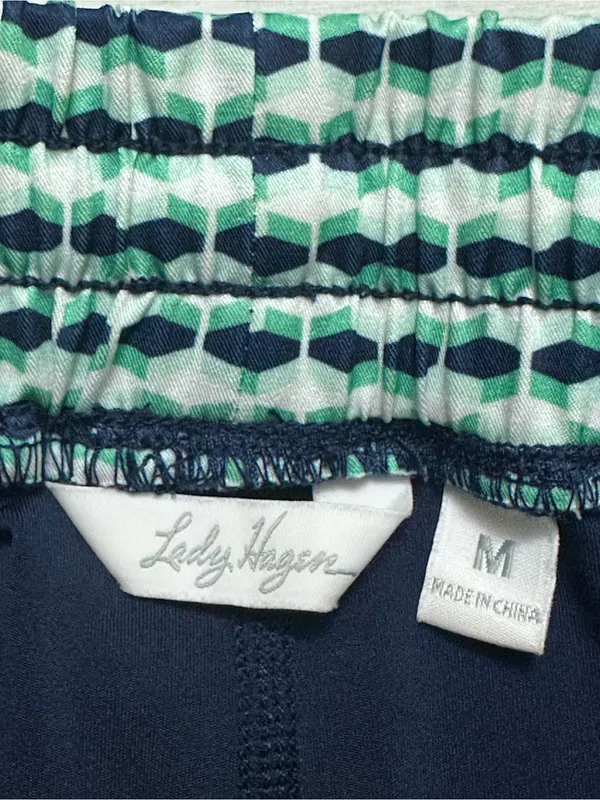 Lady Hagen Navy and White Geo Drawstring Mini Skirt M - Image 5