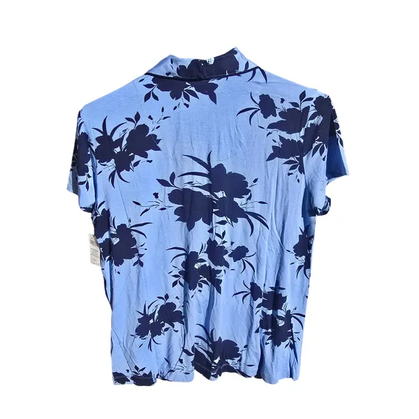 Soma -1969 NWT Cool Nights Pajama Top Blue Floral Short‎ Sleeve Shirt Medium - Image 6
