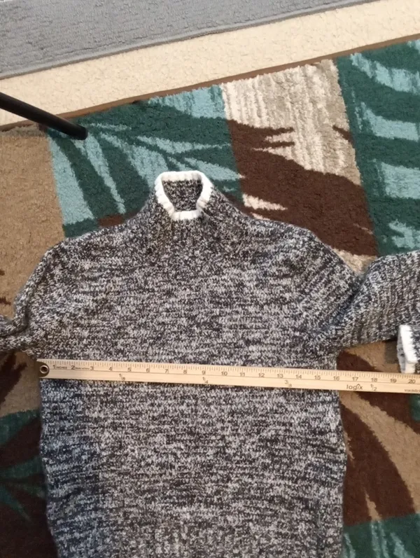 Madewell Marled Mockneck Sweater Black N White Merino Wool Blend Womens SMALL - Image 8