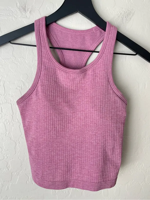 Lululemon ebb to street crop ribbed tank top pink 6 - Image 3