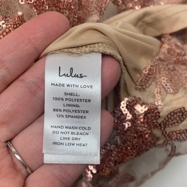 Lulu's size XL Rose Gold Sequin Floral Embroidered Mesh Fabric maxi mermaid ball - Image 8