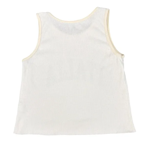 Italia Ribbed Crop Tank Top Womens One Size Cream Blue Graphic Made in Italy Y2K - Image 16