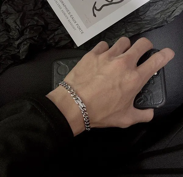 Titanium Steel Link Chain Bracelet for Men Women,Personality Punk Hip Hop Bracelet - Image 2