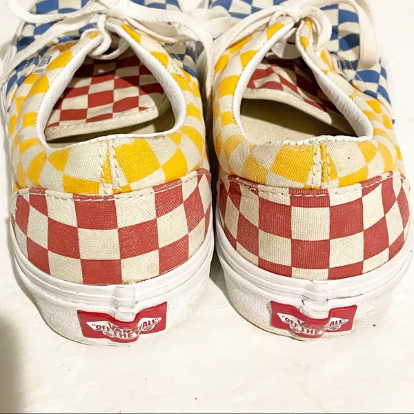 Vans OTW Womens 7.5‎ Primary Checker Blue Yellow Low Top Lace Shoes Sneakers - Image 5
