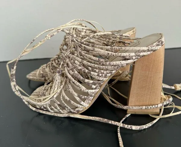 Imagine Vince Camuto Bennie Sandal Beach Vacation Block Heel Size 6 Snake Print - Image 5