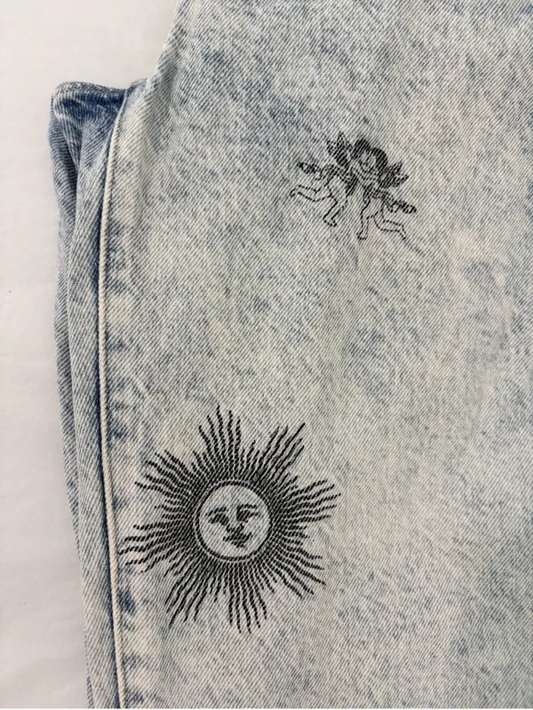 PacSun los angeles graphic jeans acid wash Skelton dreamland 28 - Image 9