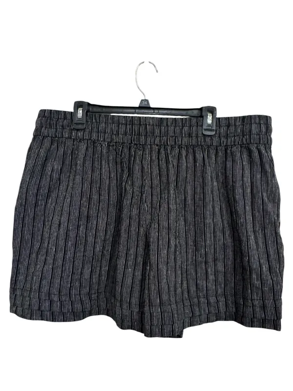 Terra & Sky Plus Linen Cotton Pleated Pull-On Shorts Black / White Stripe sz 1X - Image 3