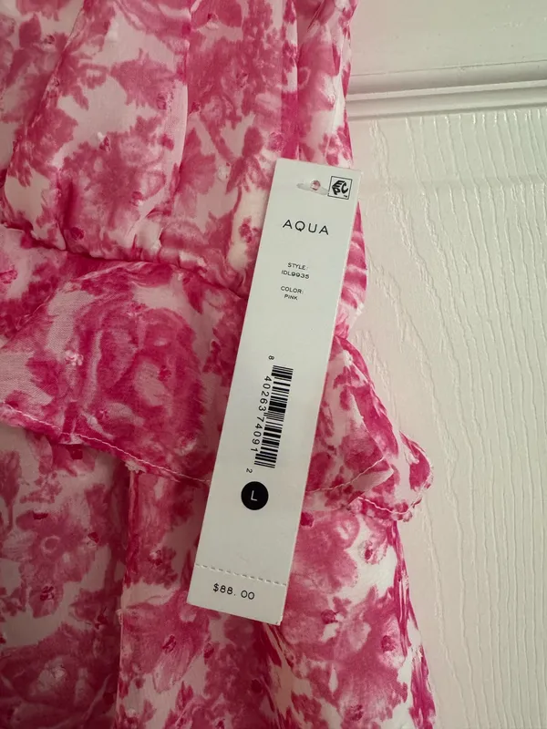 AQUA Pink Floral Ruffle Trim Mini Dress - Image 8