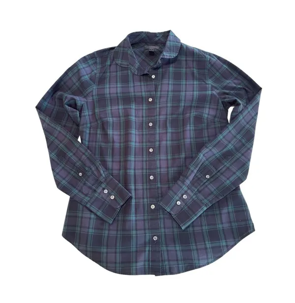 J. Crew Club Collar Perfect Shirt in Black Watch Plaid - Image 4