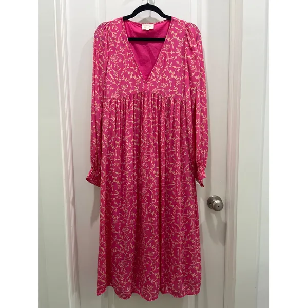 Sézane Fuchsia Nilla V-Neck Tent Dress Sz 40 US 8 - Image 2