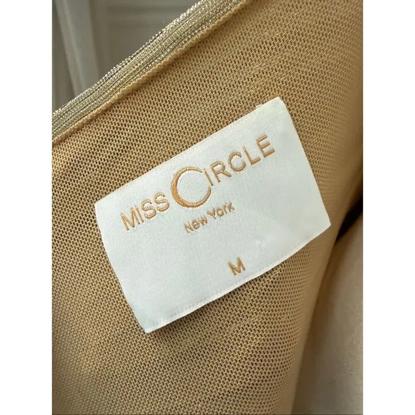 Miss Circle Sorrel Gold Ruched Chiffon Long Maxi Dress Formal Gown $250 M - Image 9