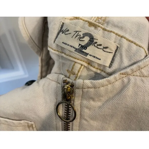 We The Free Cream‎ Denim Short Overalls Size 2 - Image 5