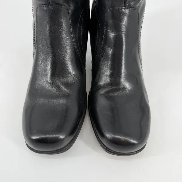 Clarks Womens‎ Black Leather Knee High Boots Square Toe Block Heel Size 8M - Image 2