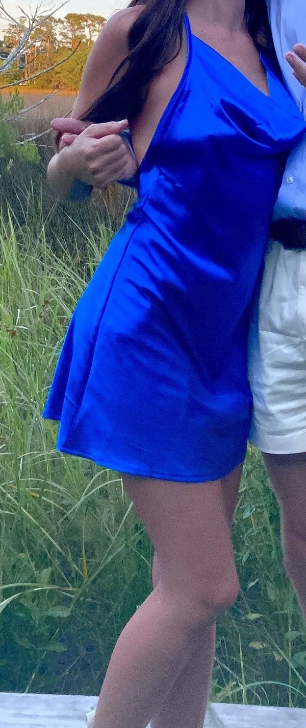 Cowl Neck Blue Dress - Image 2