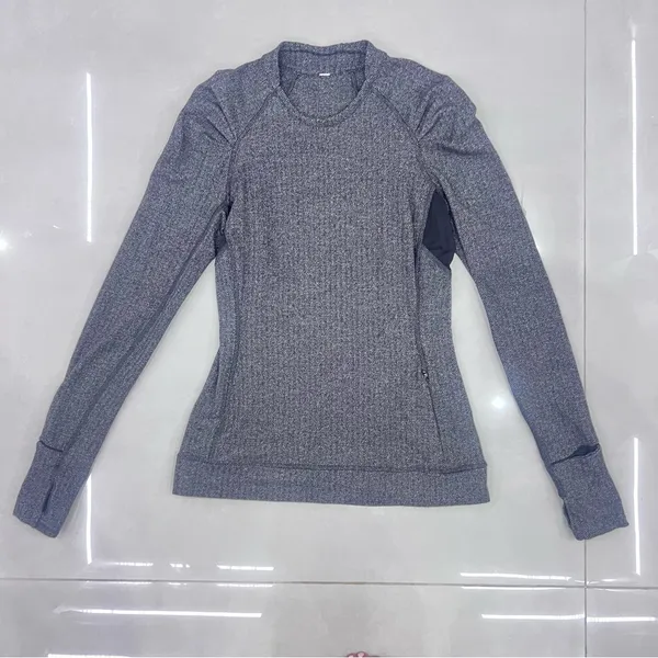 Lululemon Think Fast Long Sleeve Heathered Herringbone Heathered Black - Image 5