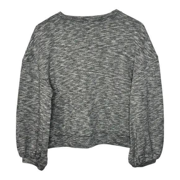 Madewell Space Dye Puff Sleeve‎ Sweatshirt Womens Large Grey Marled Casual Top - Image 7
