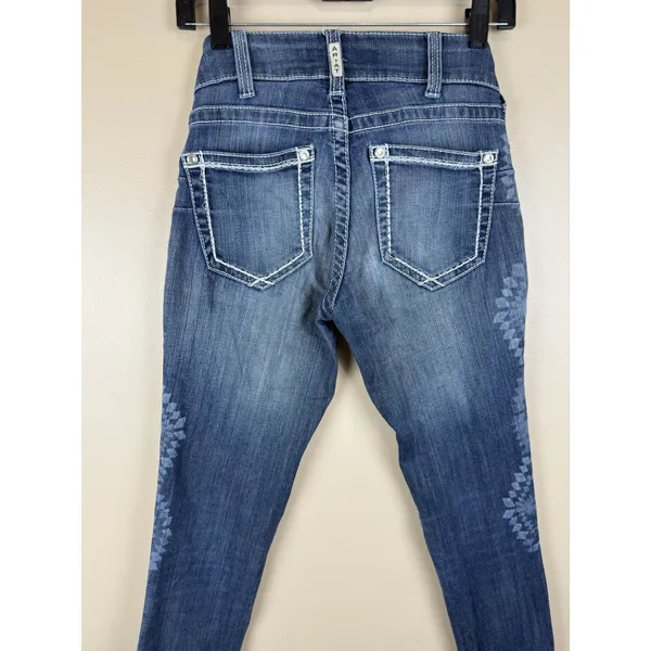 ARIAT R.E.A.L. Skinny Jeans Women’s 26R Low Rise Denim Frayed Hem Blue - Image 12