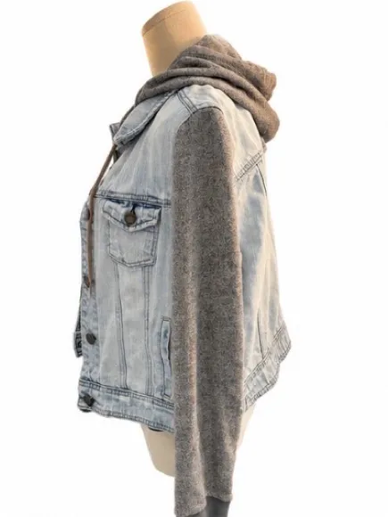 American Eagle Denim & Knit Hooded Jacket – Large fits like small / medium - Image 2