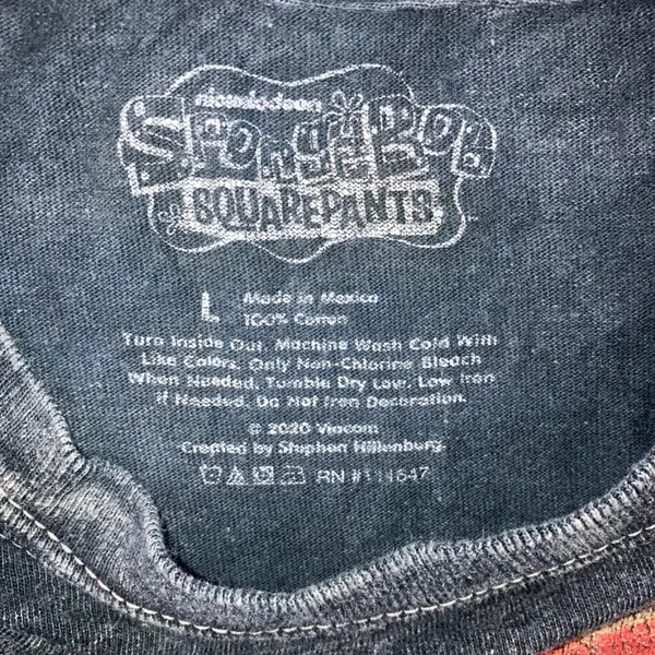 Nickelodeon SpongeBob SquarePants‎ T-Shirt Women L Black Graphic Acid Wash Edgy y2k Grunge - Image 9