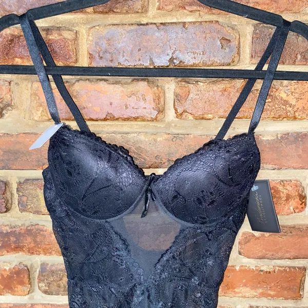 NWT Frederick's of Hollywood Black Dina Lace Push-Up Teddy Bodysuit Size Small - Image 3