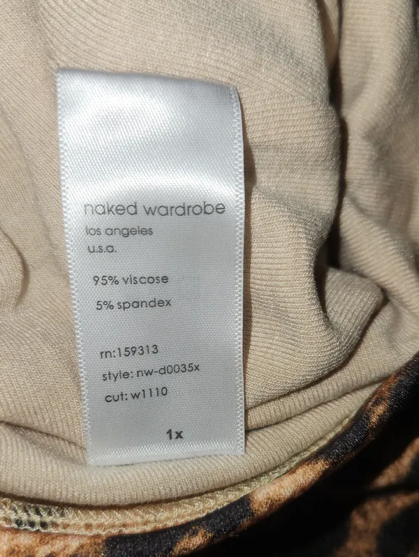 Naked Wardrobe Leopard Midi Sculpt Dress Shapewear Plus Size 1x Brown - Image 5