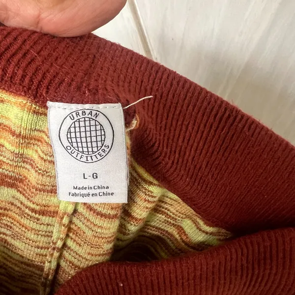 Urban Outfitters Cropped Pants Women L Mustard Spacedye Knit Wide Leg Drawstring - Image 5