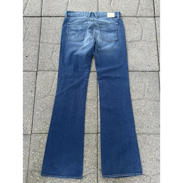 Agave Nectar Sirena Striped Flare Jeans Womens Size 27 Low Rise Denim Y2K USA - Image 6