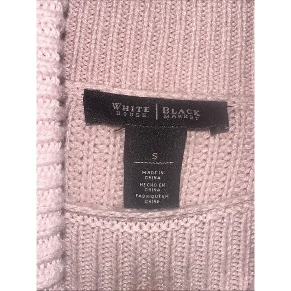 White House Black Market Pink Knit Funnel Neck Long‎ Sleeve Fitted Sweater - Image 2
