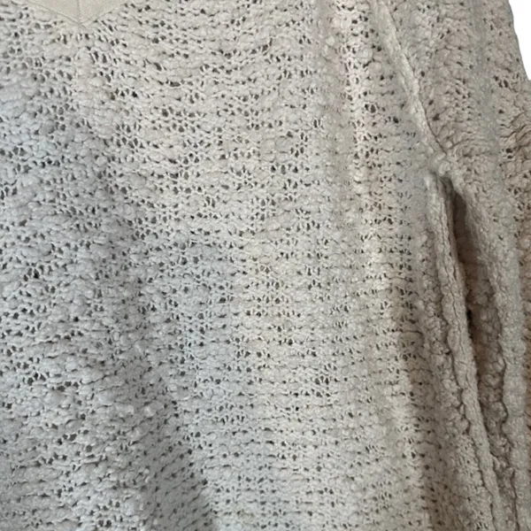 Free People White Long Sleeve Cotton Blend V-Neck Knit Sweater Women Sz M - Image 6