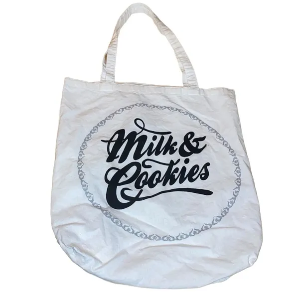 Cotton On Milk & Cookies Graphic‎ Canvas Tote Bag Reusable Shopping Bag - Image 2