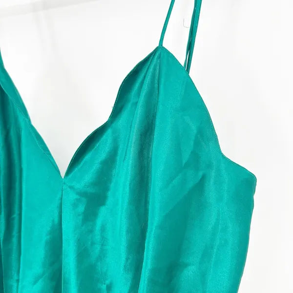 Fredericks of Hollywood Womens Emerald Green Satin Y2K Boudoir Glam Slip Dress L - Image 3