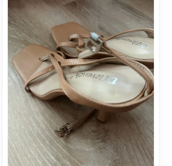 DEleventh Nude Strappy Square-Toe Heels EU 38 - Image 3