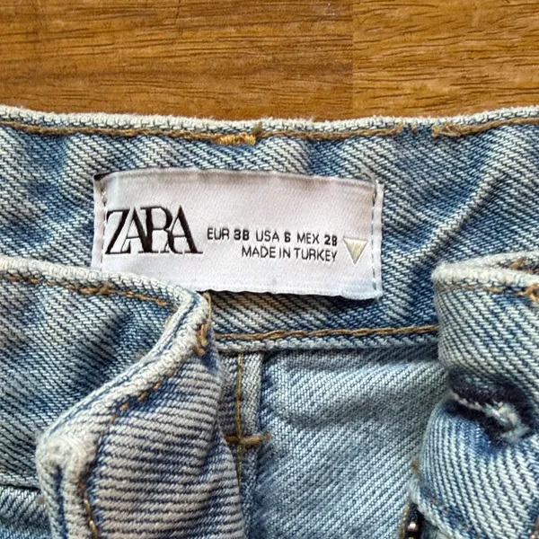 Zara Light Blue Distressed Flare Jeans - Image 2