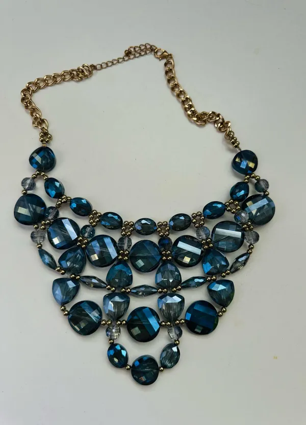Blue & gold statement necklace Multiple - Image 5