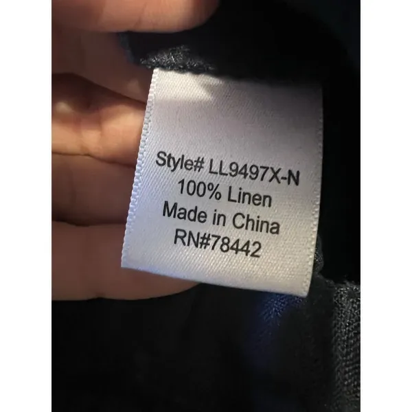 Allen Allen Linen Pants Plus 1XL Navy Blue Pockets Timeless Excellent - Image 11