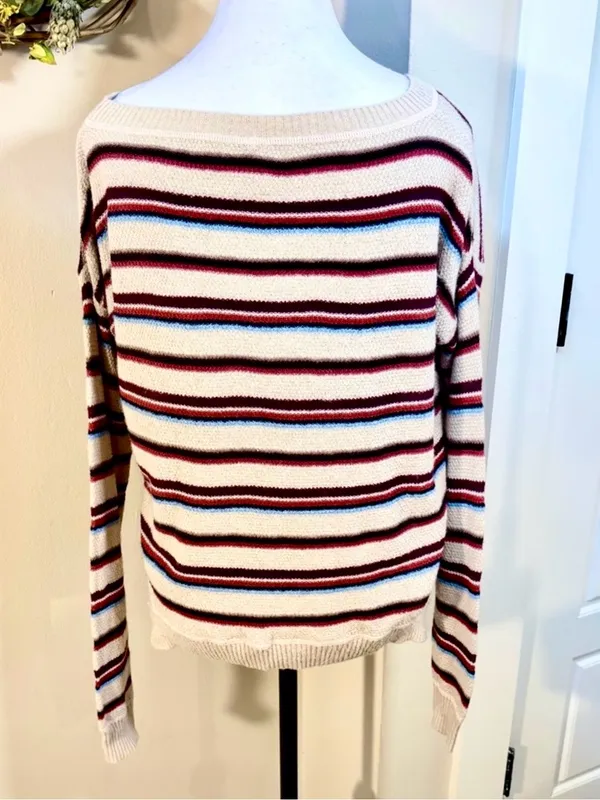💥Free People Beach Road Trip Alpaca Blend Striped Boxy Sweater Sz S💛 - Image 5