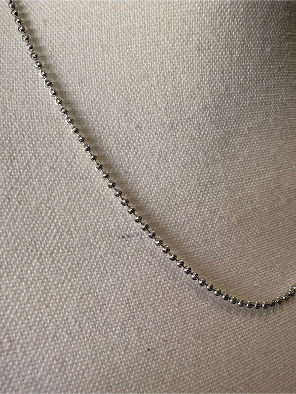 Sterling Silver Moon Cut Bead 2MM Necklace 18” - Image 3