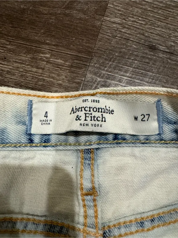 Abercrombie & Fitch Distressed Light Wash Low Rise Denim Shorts - Image 2
