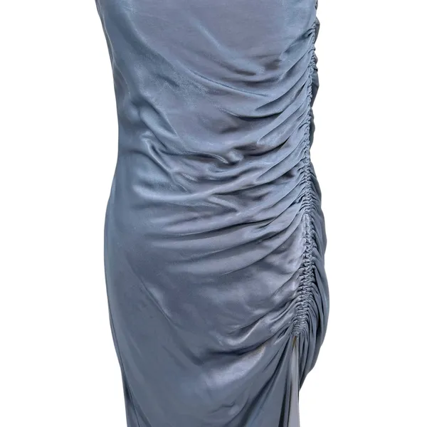 Shona Joy Lily Bias Ruched Midi Dress Blue Smoke Size‎ US 6 - Image 6