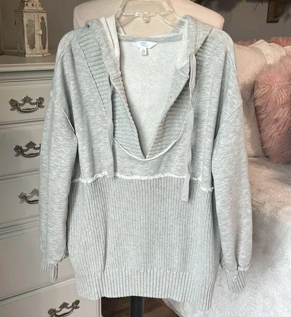 Oversized Comfy Hooded Sweatshirt Sweater Grsy - Image 2