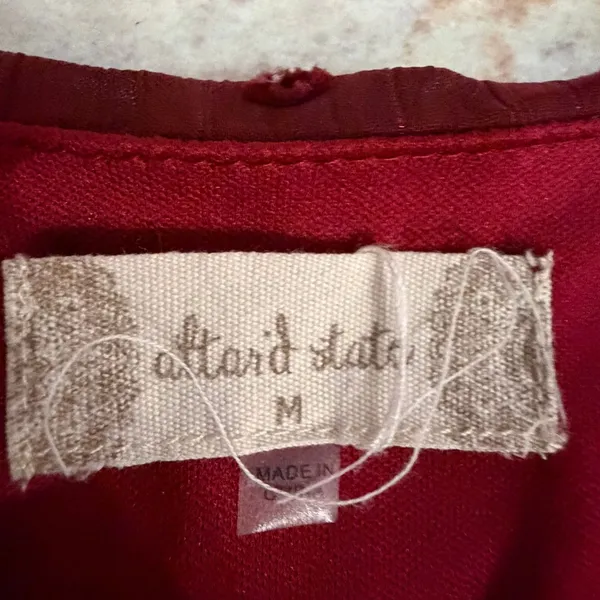Altar'd‎ State Mini Dress Burgundy Red Medium Swiss Dot Boho Holiday Party - Image 2