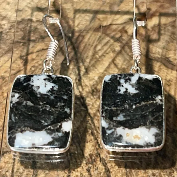 Square White Buffalo Turquoise Earrings 1 1/2” Black - Image 9