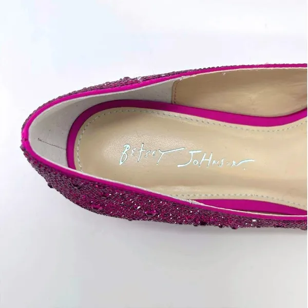 Betsey Johnson SB-Jude Ballet Flats 8.5 Pink Rhinestone Pointed Toe Wedding NWOB - Image 9