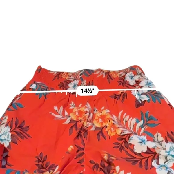 Bar III Floral Tapered Pants Womens M‎ Red Tropical Smocked High Waist Pull On - Image 8