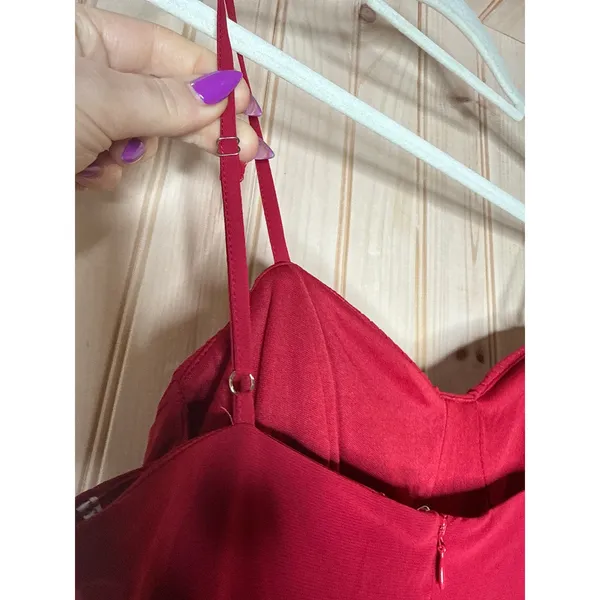 NWT Lulus Cause for Commotion Red Pleated Bustier Maxi Dress Gala Banquet Size S - Image 8